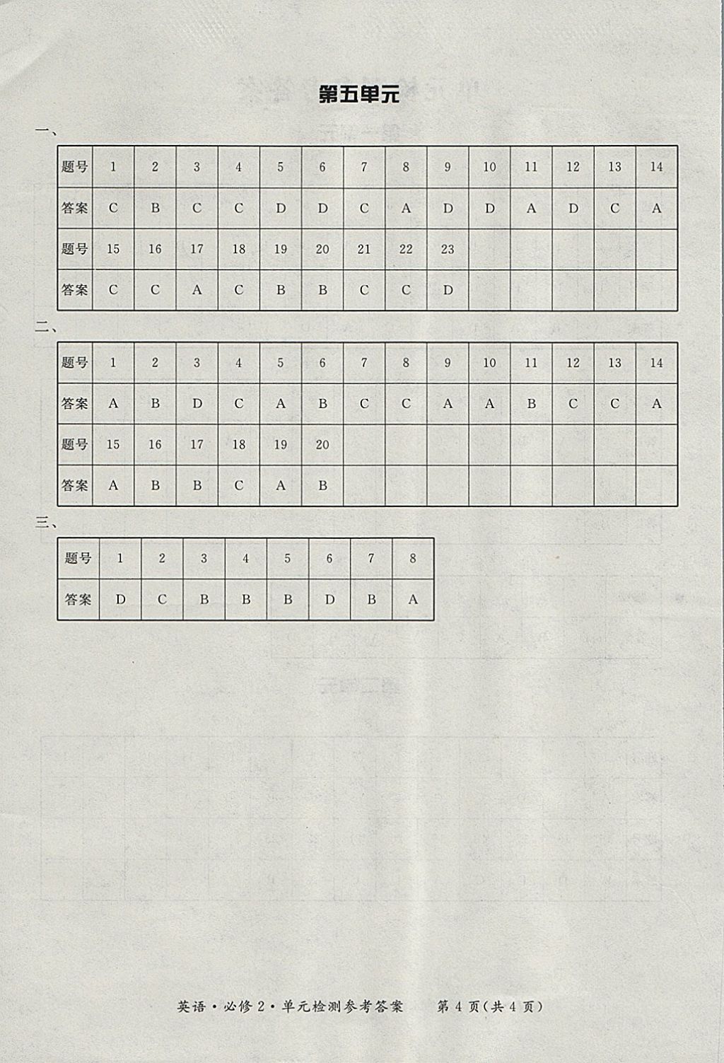 2018年形成性練習(xí)與檢測(cè)英語(yǔ)必修2 參考答案第20頁(yè)