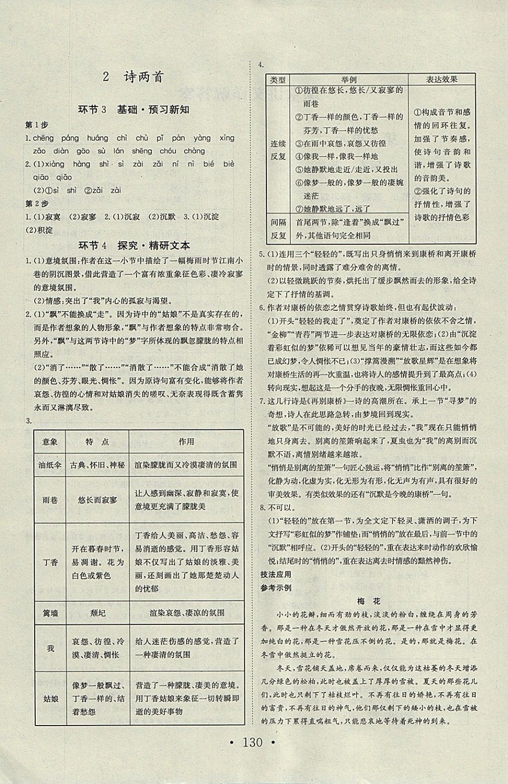 2018年長江作業(yè)本同步練習冊語文必修1人教版 參考答案第2頁