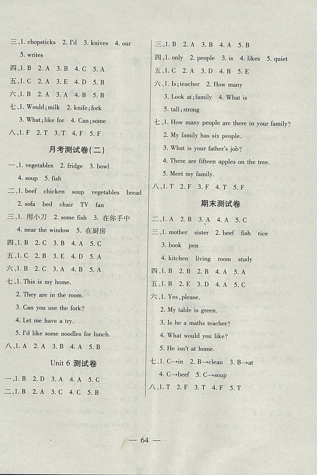 2017年智優(yōu)教育全能金卷四年級(jí)英語(yǔ)上冊(cè)人教PEP版 參考答案第4頁(yè)