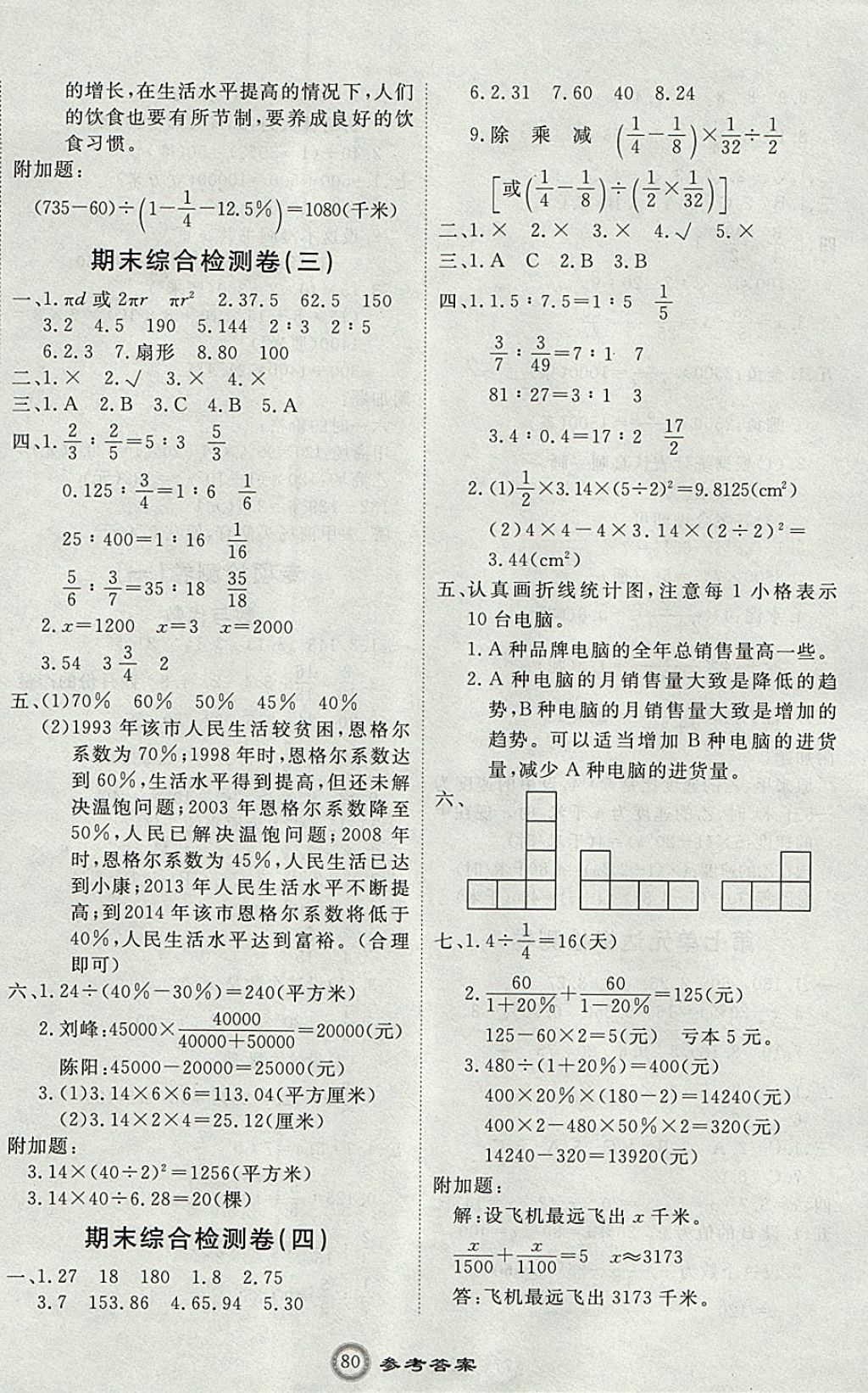 2017年优加密卷六年级数学上册B版 参考答案第8页