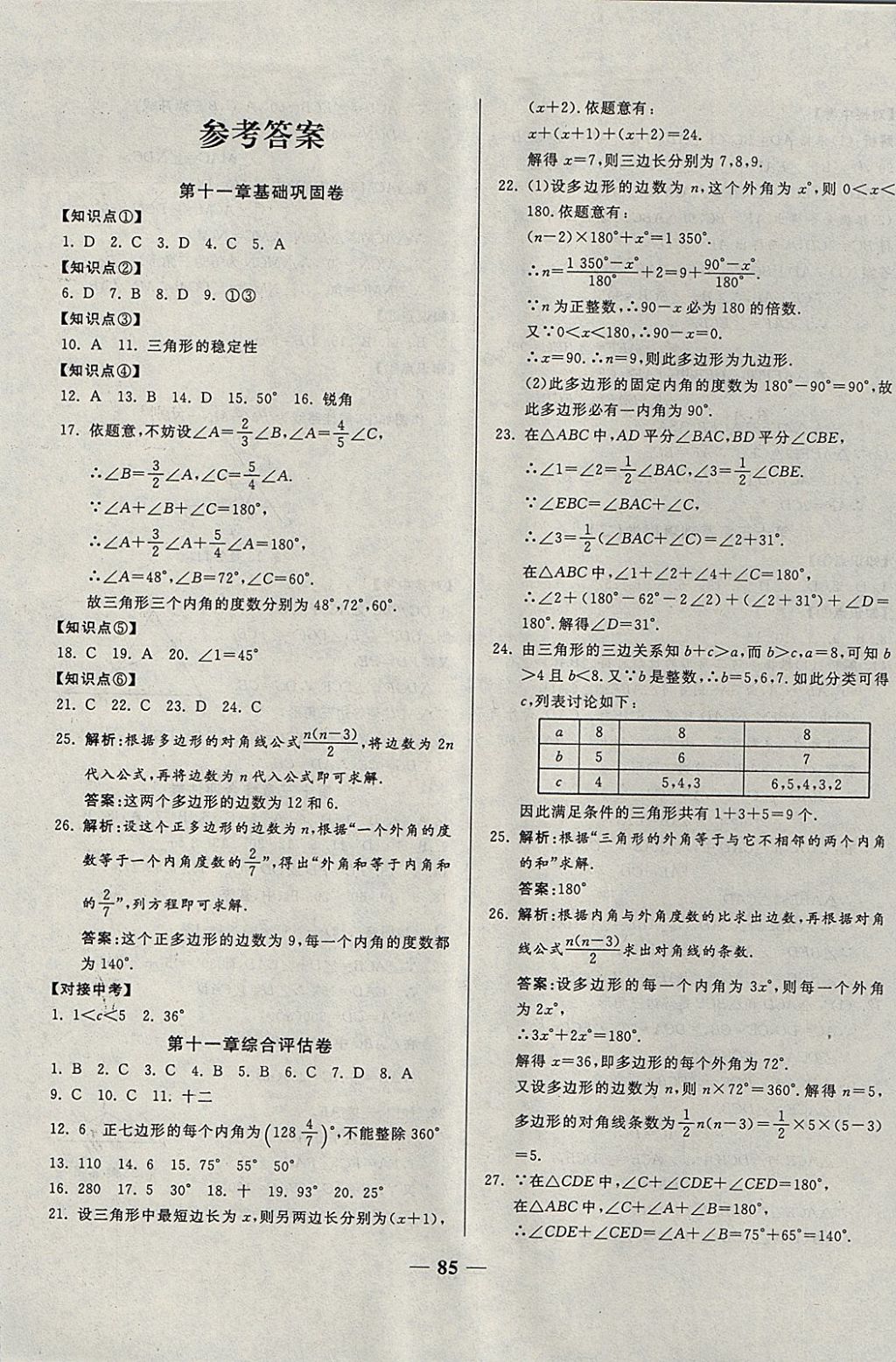 2017年單元優(yōu)化全能練考卷八年級(jí)數(shù)學(xué)上冊(cè)人教版 參考答案第1頁(yè)