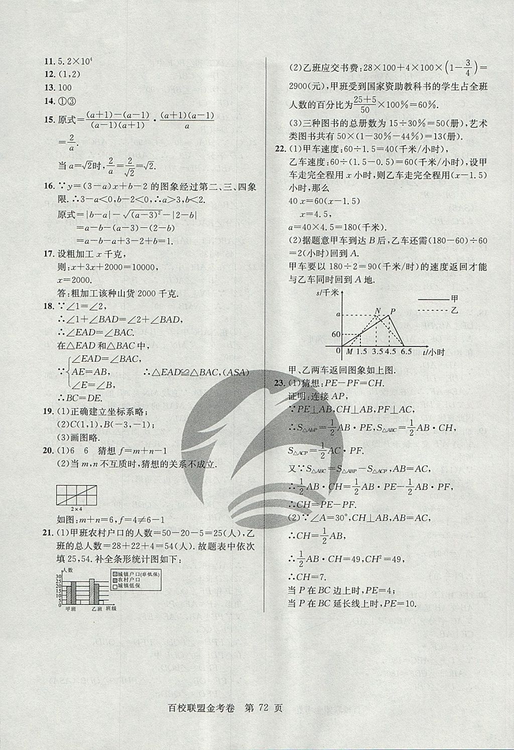 2017年百校聯(lián)盟金考卷八年級數(shù)學(xué)上冊華師大版 參考答案第16頁