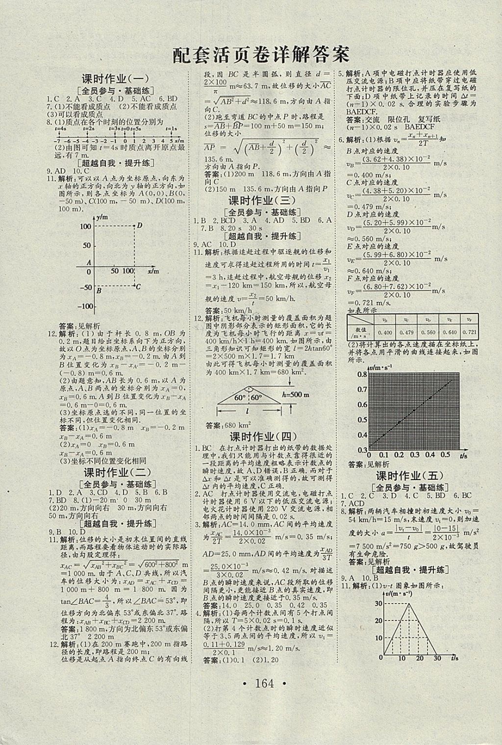 2018年長(zhǎng)江作業(yè)本同步練習(xí)冊(cè)物理必修1人教版 參考答案第12頁