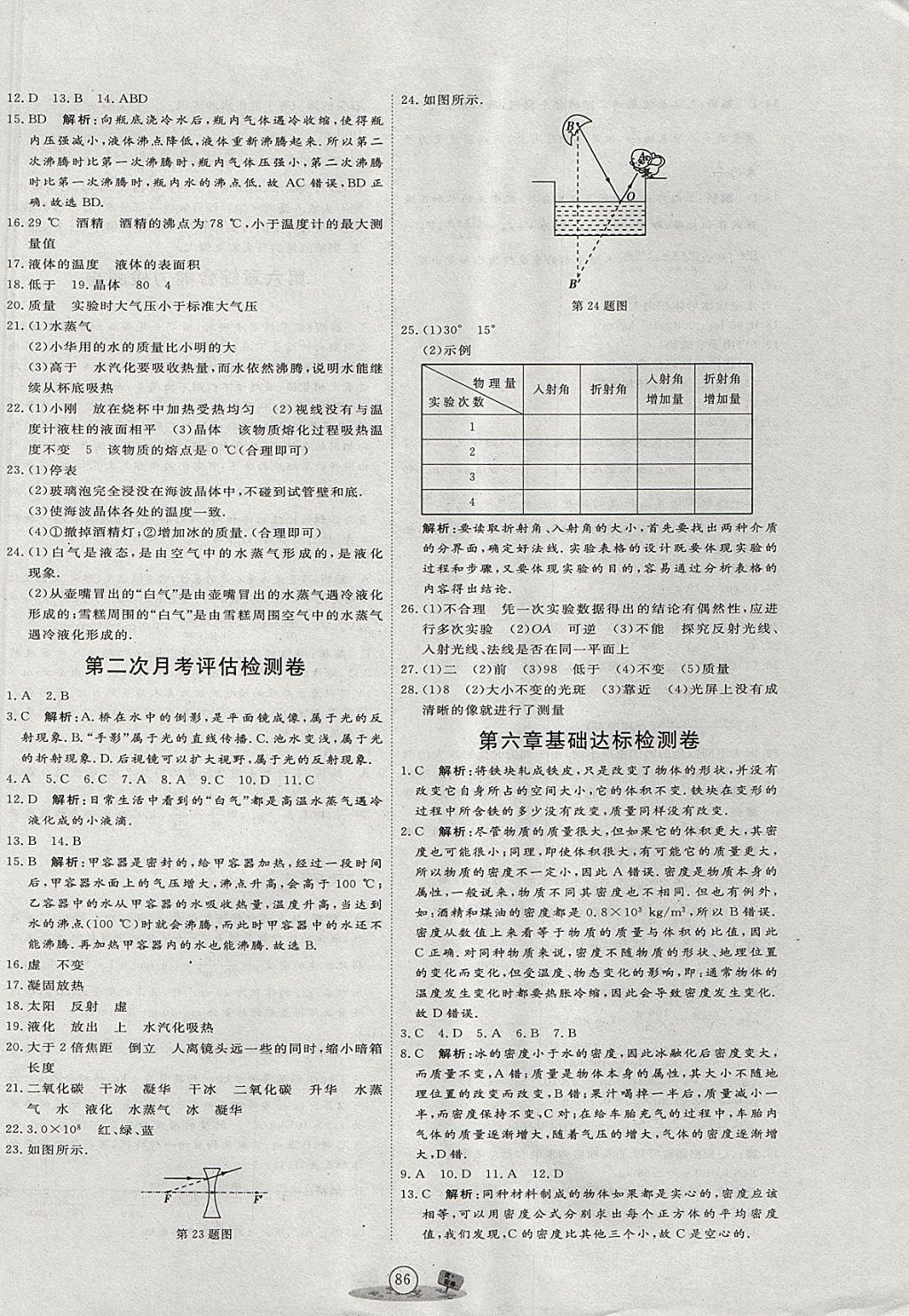 2017年优加密卷八年级物理上册E版 参考答案第6页