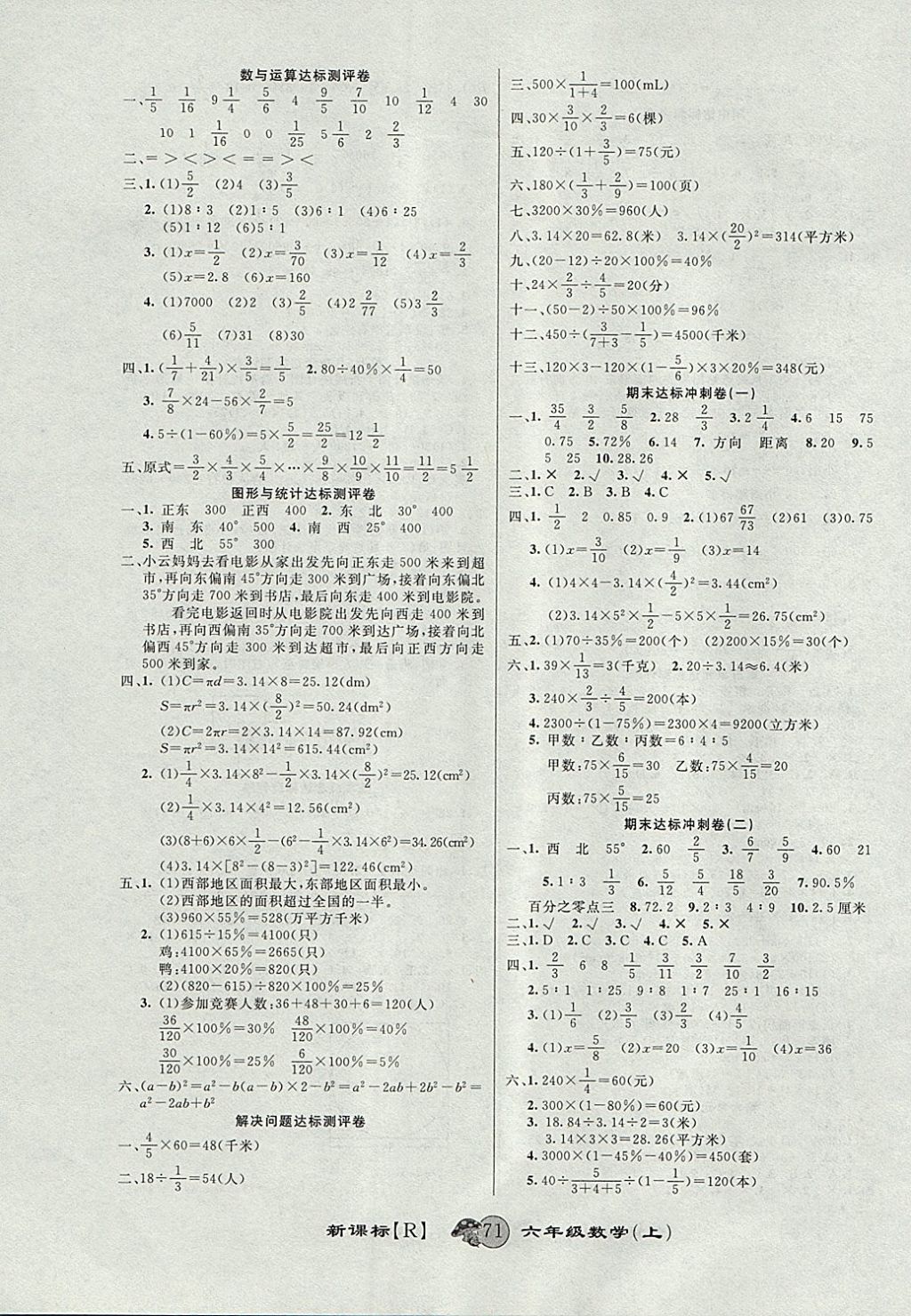 2017年第一好卷沖刺100分六年級(jí)數(shù)學(xué)上冊(cè)人教版 參考答案第3頁(yè)