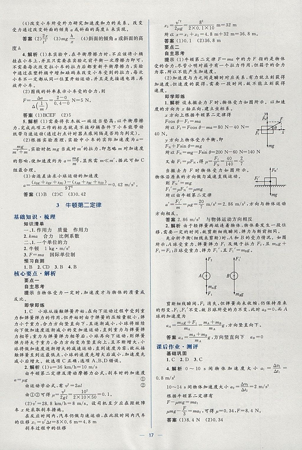 2018年人教金学典同步解析与测评学考练物理必修1人教版 参考答案第17页