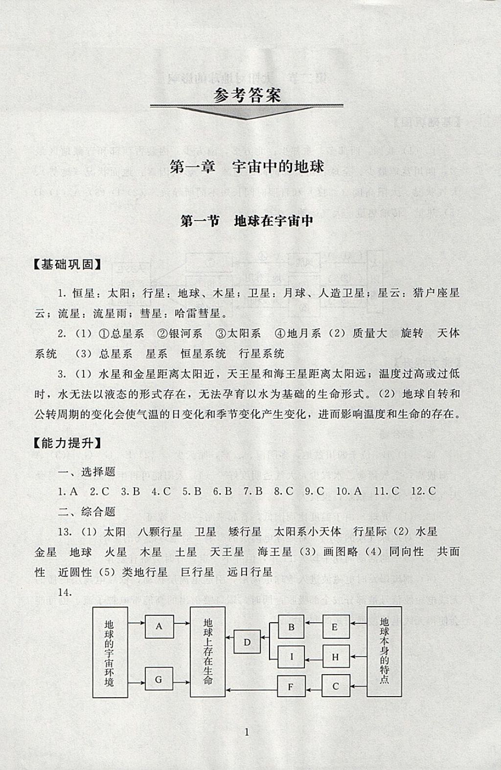 2018年海淀名師伴你學(xué)同步學(xué)練測高中地理必修1 參考答案第1頁