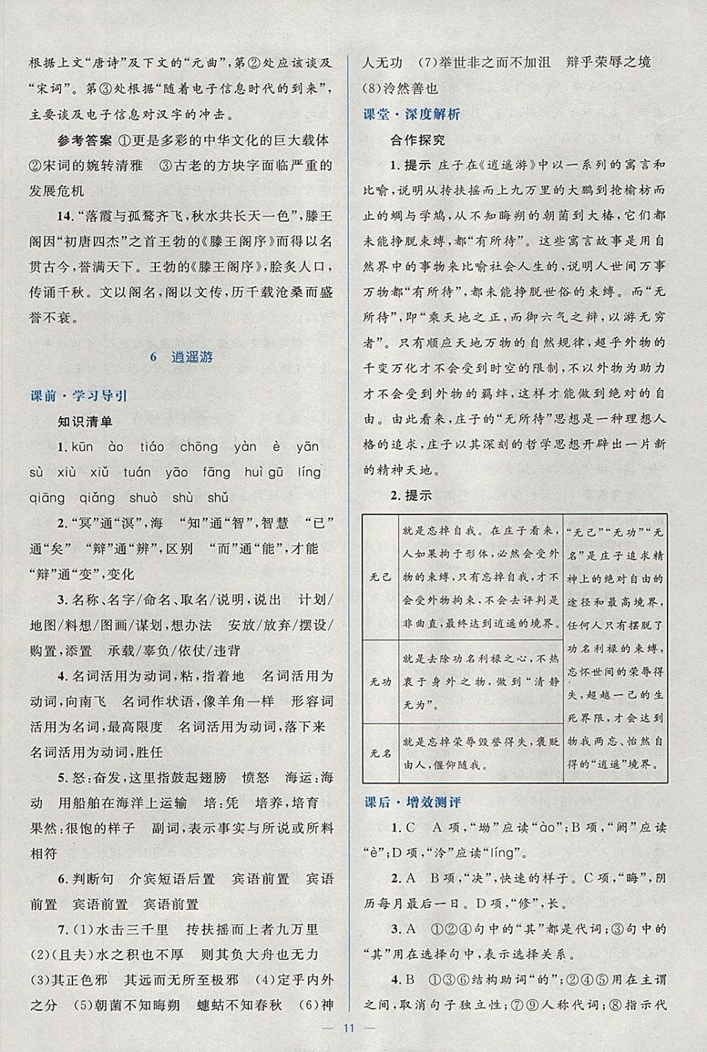 2018年人教金學(xué)典同步解析與測評學(xué)考練語文必修5人教版 參考答案第11頁