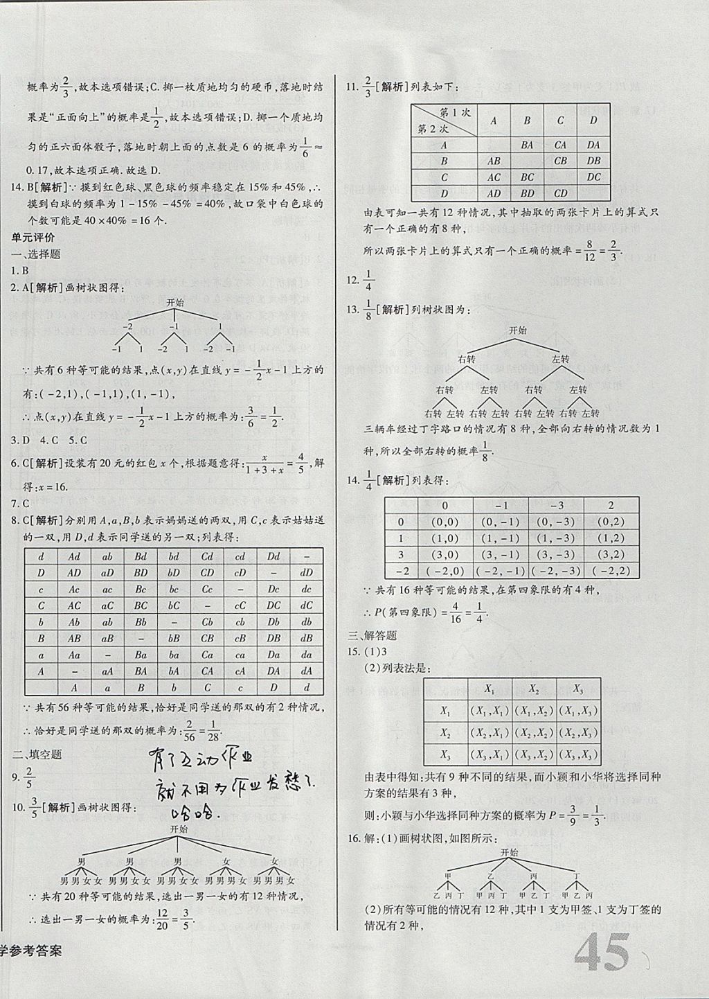 2017年核心金考卷九年級(jí)數(shù)學(xué)上冊人教版 參考答案第14頁