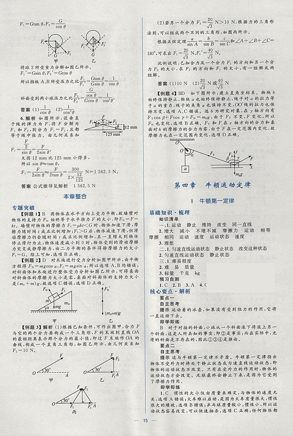 2018年人教金学典同步解析与测评学考练物理必修1人教版 参考答案第15页