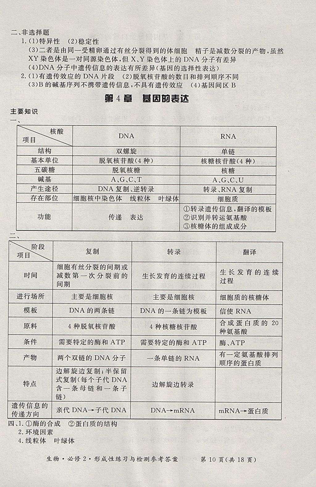 2018年形成性練習與檢測生物必修2 參考答案第10頁