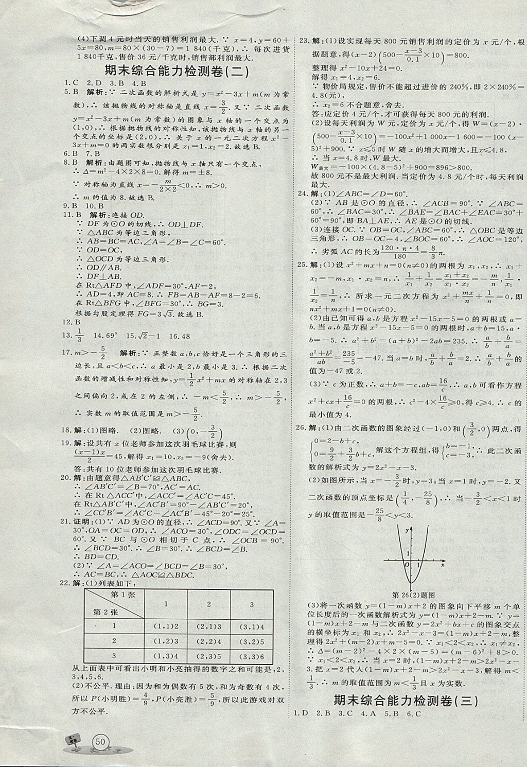 2017年优加密卷九年级数学上册P版 参考答案第15页