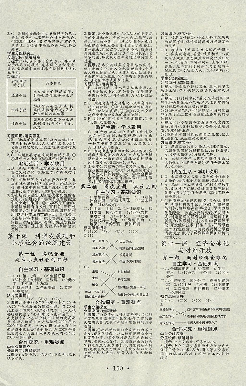 2018年長江作業(yè)本同步練習(xí)冊思想政治必修1人教版 參考答案第8頁