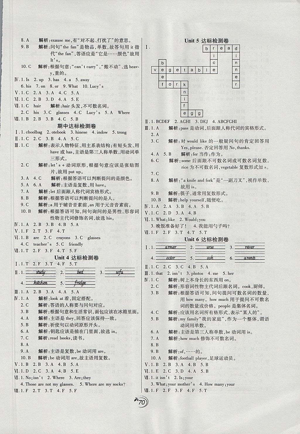 2017年龍門點金卷四年級英語上冊人教PEP版 參考答案第2頁