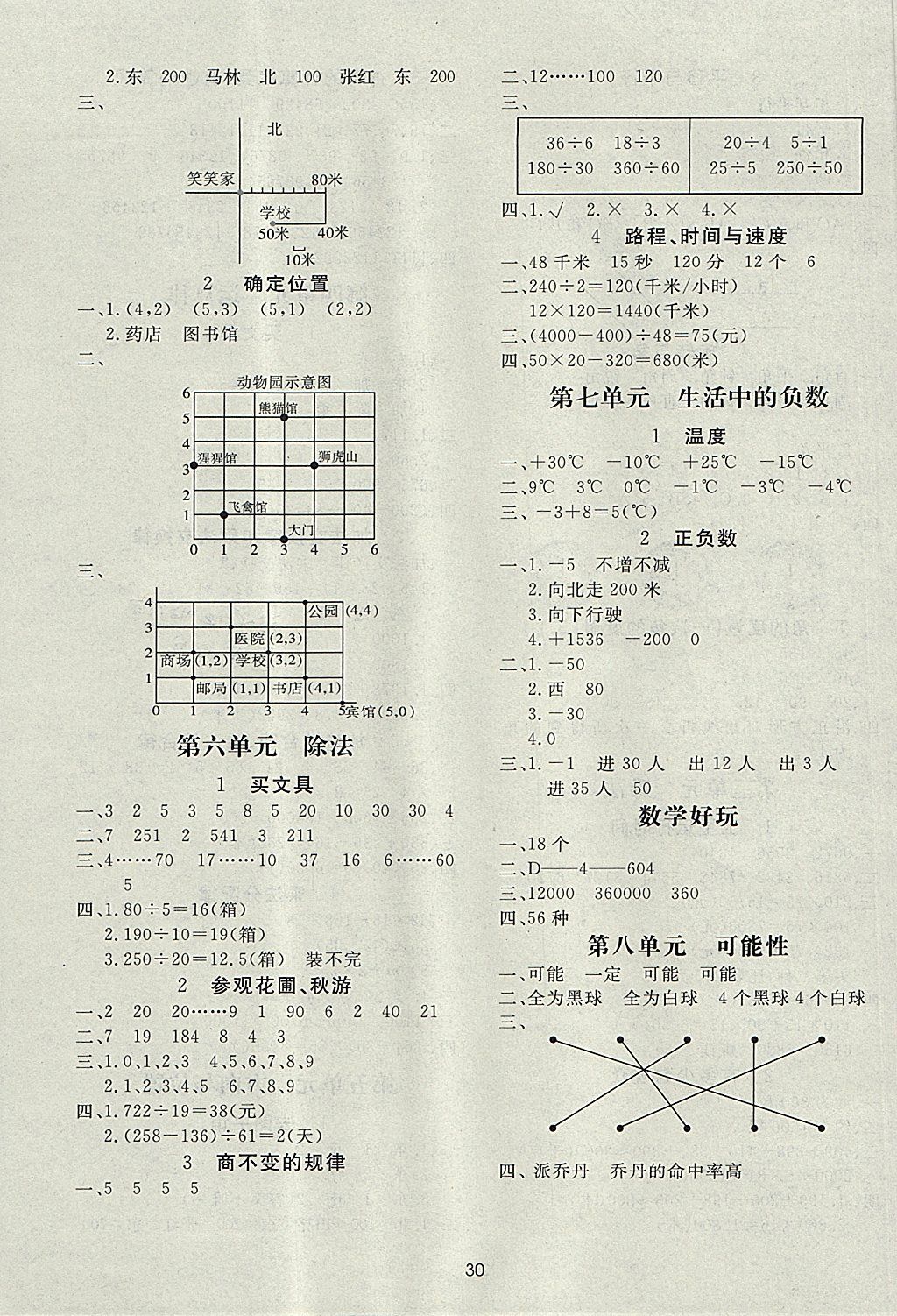 2017年黃岡名卷四年級數(shù)學上冊北師大版 參考答案第7頁