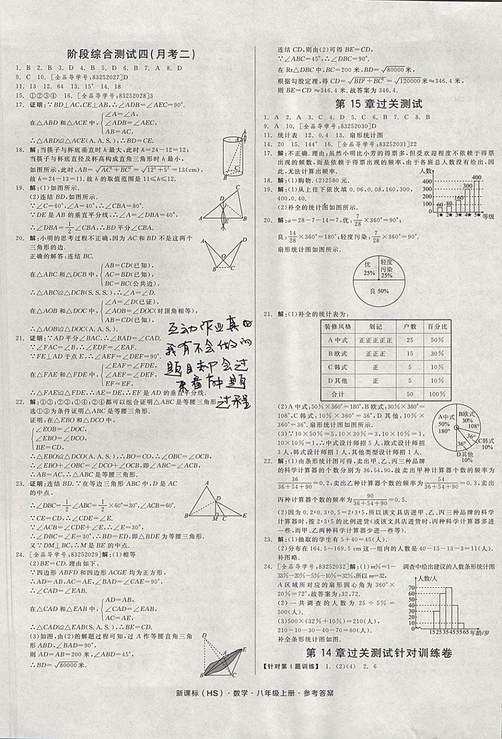 2017年全品小复习八年级数学上册华师大版 参考答案第5页