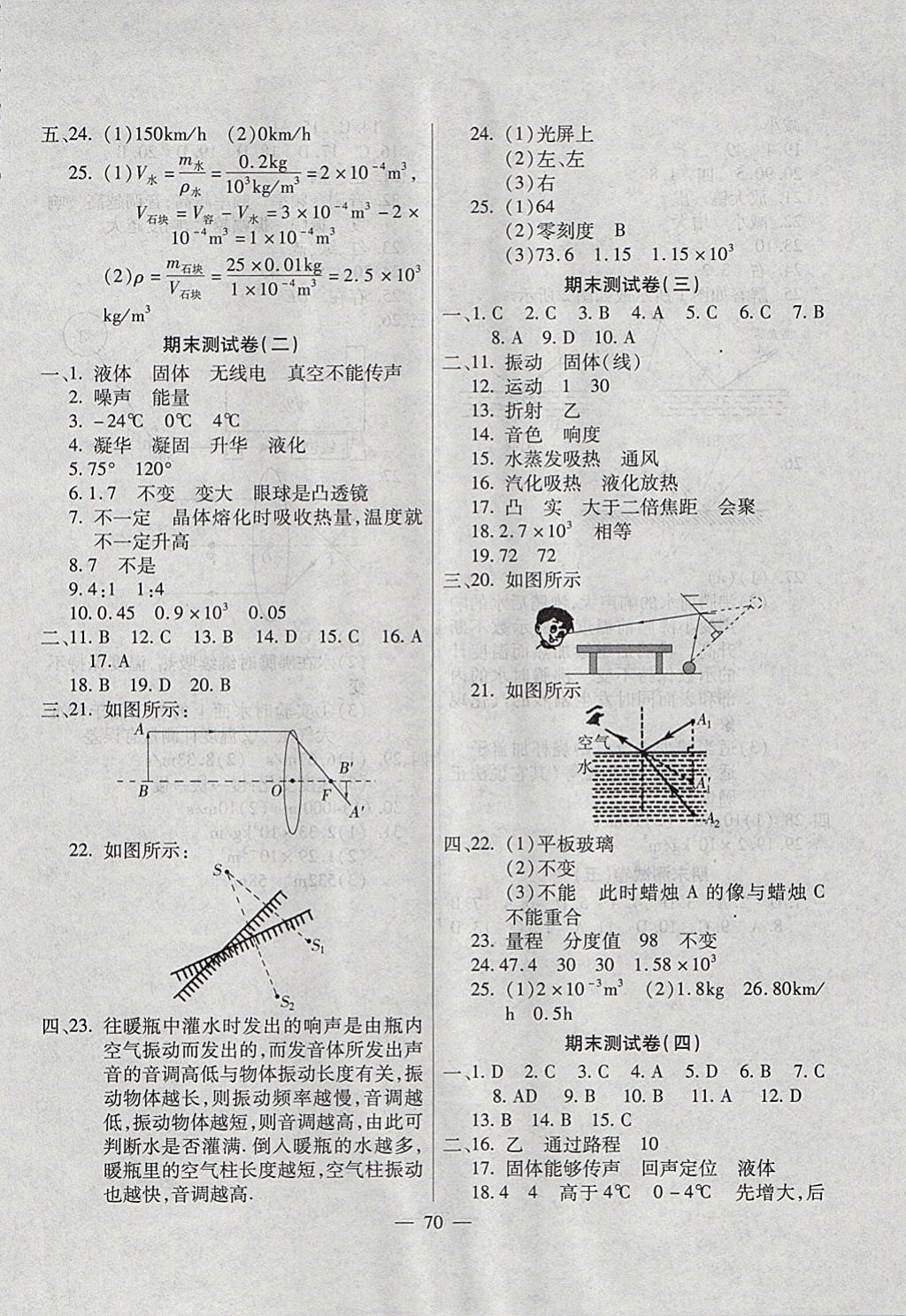 2017年名師金考卷八年級(jí)物理上冊(cè)人教版 參考答案第6頁(yè)