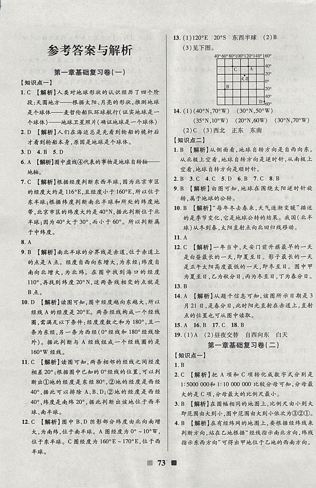 2017年優(yōu)加全能大考卷七年級地理上冊人教版 參考答案第1頁