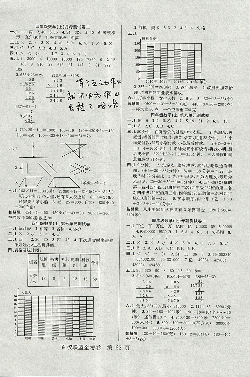 2017年百校聯(lián)盟金考卷四年級(jí)數(shù)學(xué)上冊(cè)人教版 參考答案第3頁