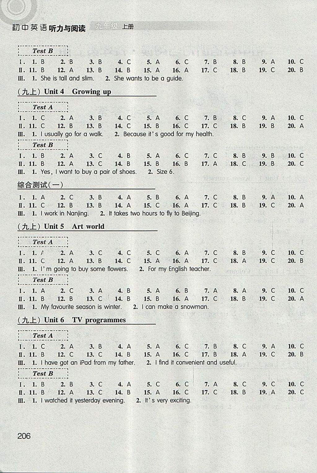 2017年聽讀教室初中英語聽力與閱讀九年級(jí)上冊(cè) 參考答案第2頁