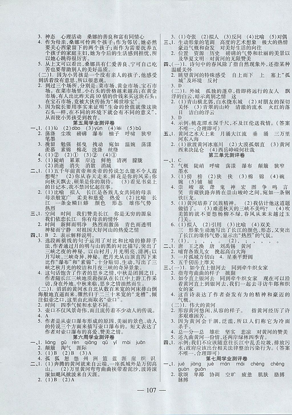 2017年手拉手全優(yōu)練考卷六年級語文上冊北師大版 參考答案第3頁