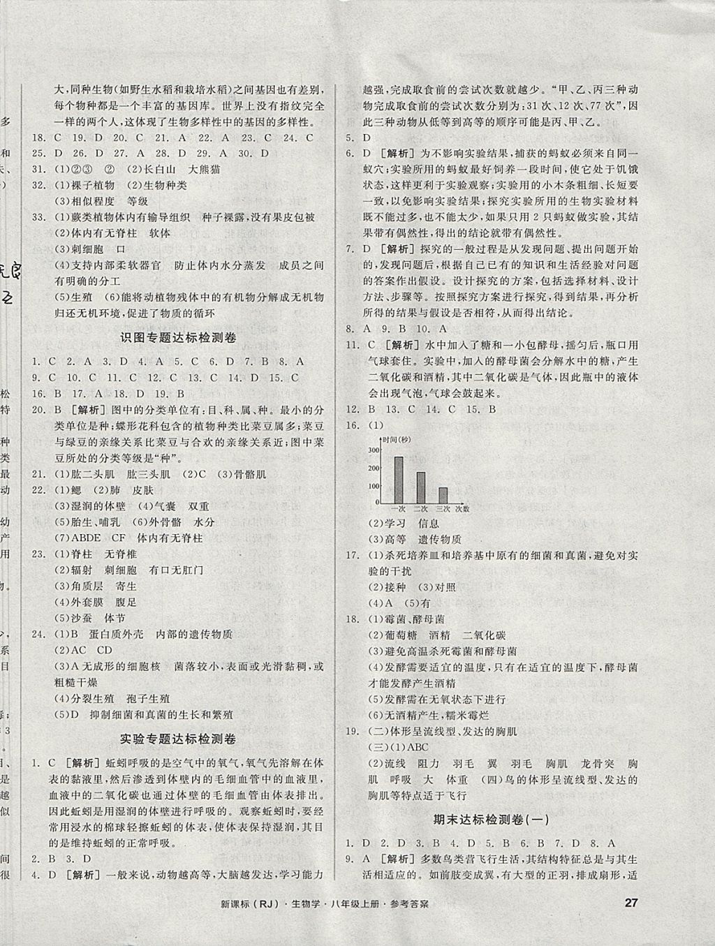 2017年全品小复习八年级生物学上册人教版 参考答案第6页