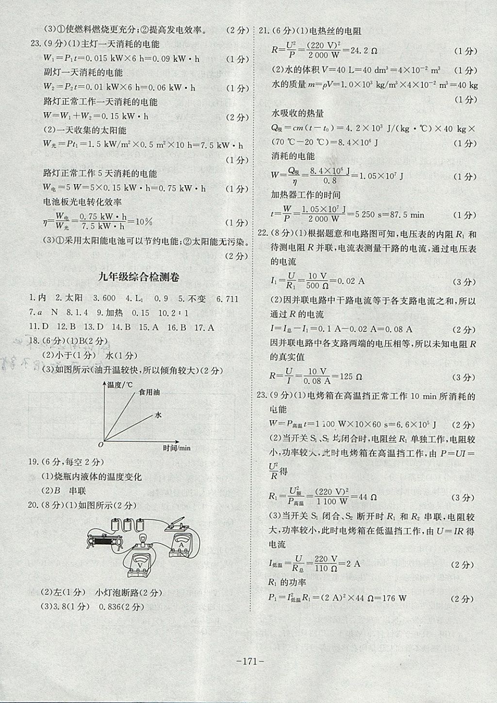 2017年課時(shí)A計(jì)劃九年級物理全一冊人教版 參考答案第23頁