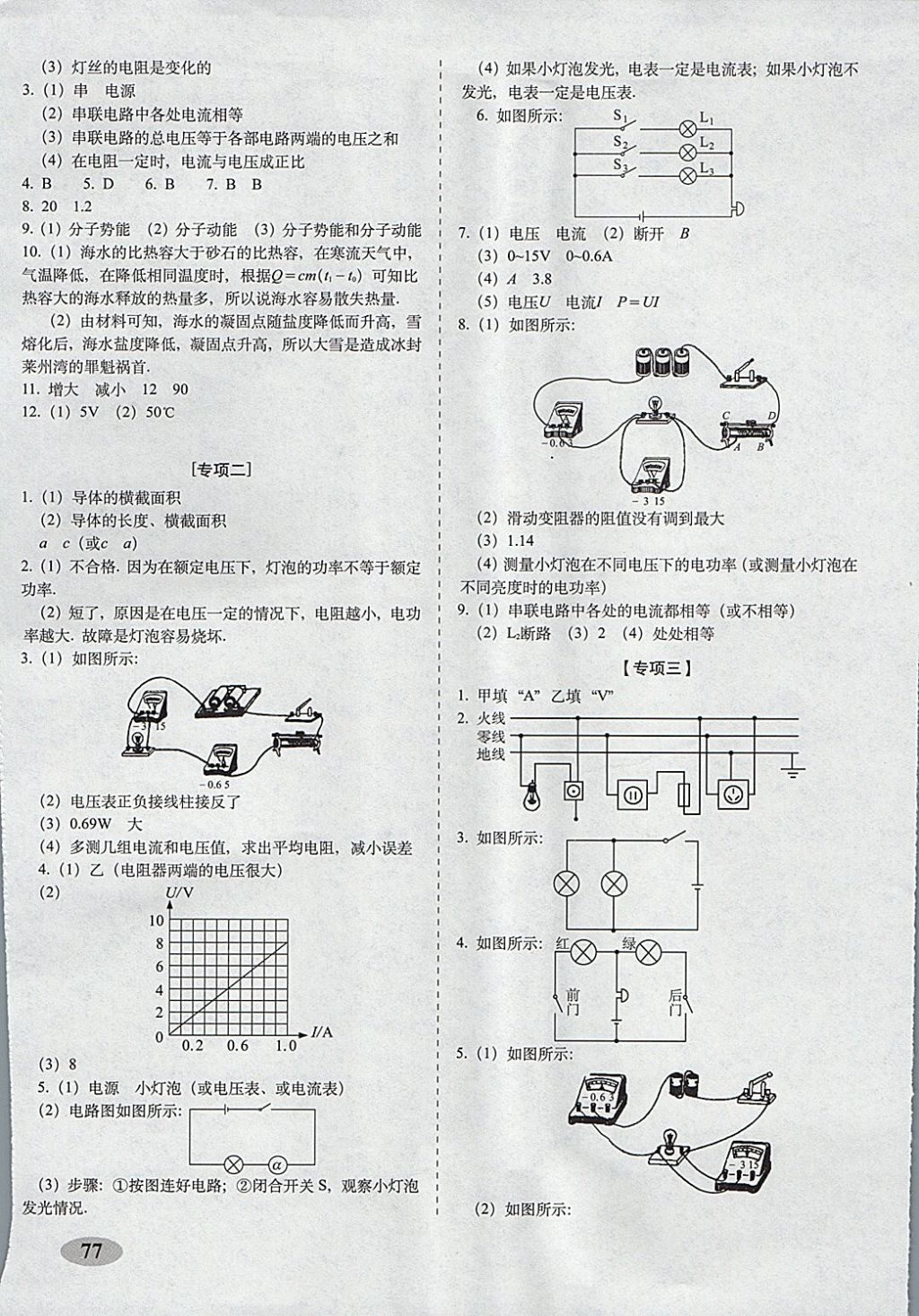 2017年聚能闯关期末复习冲刺卷九年级物理上册沪科版 参考答案第5页