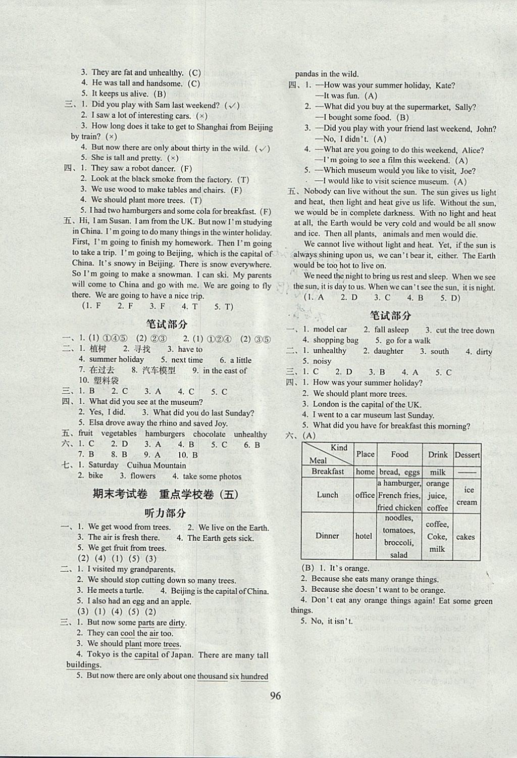 2017年期末沖刺100分完全試卷六年級(jí)英語(yǔ)上冊(cè)牛津英語(yǔ)一起三起 參考答案第8頁(yè)