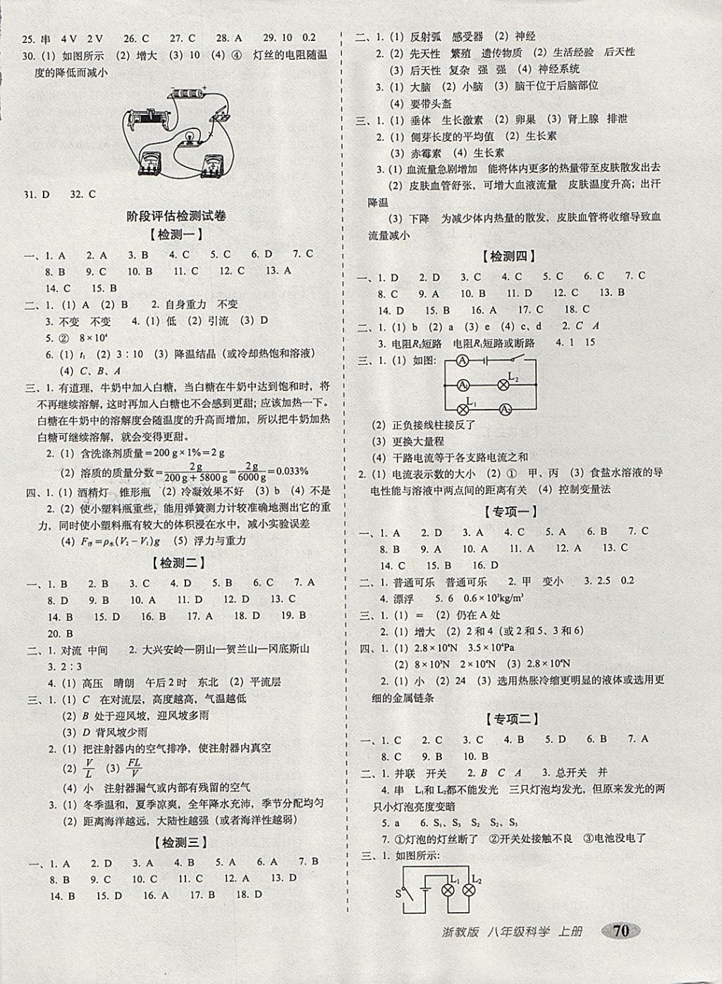 2017年聚能闯关期末复习冲刺卷八年级科学上册浙教版 参考答案第2页