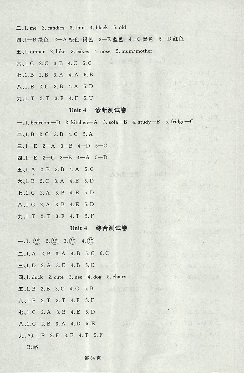 2017年海淀1号卷四年级英语上册人教PEP版 参考答案第4页