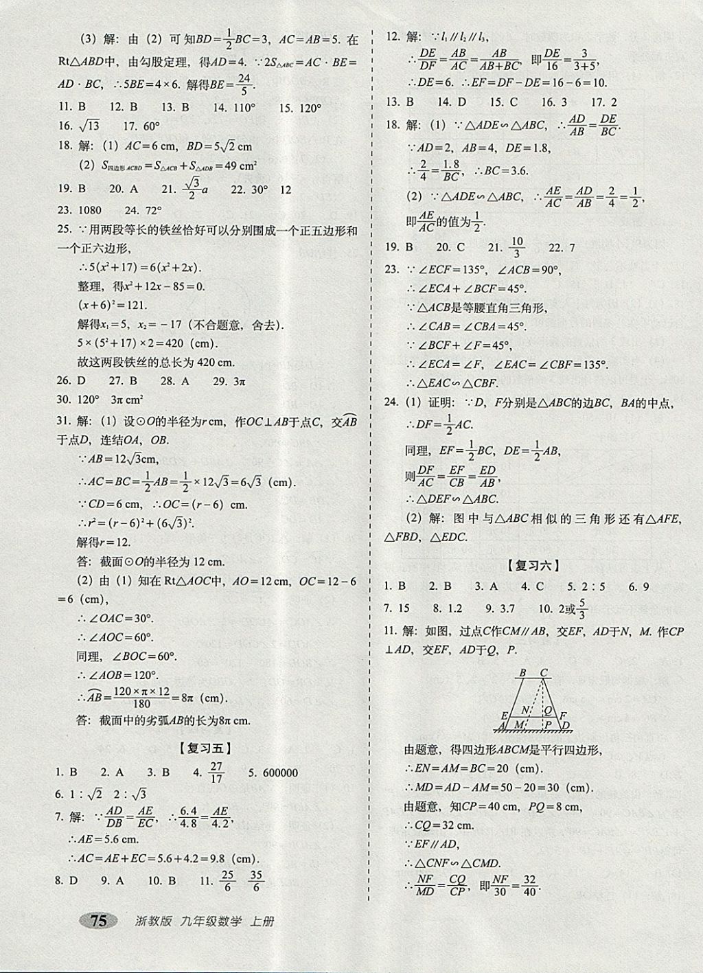 2017年聚能闖關(guān)期末復(fù)習(xí)沖刺卷九年級(jí)數(shù)學(xué)上冊(cè)浙教版 參考答案第3頁(yè)