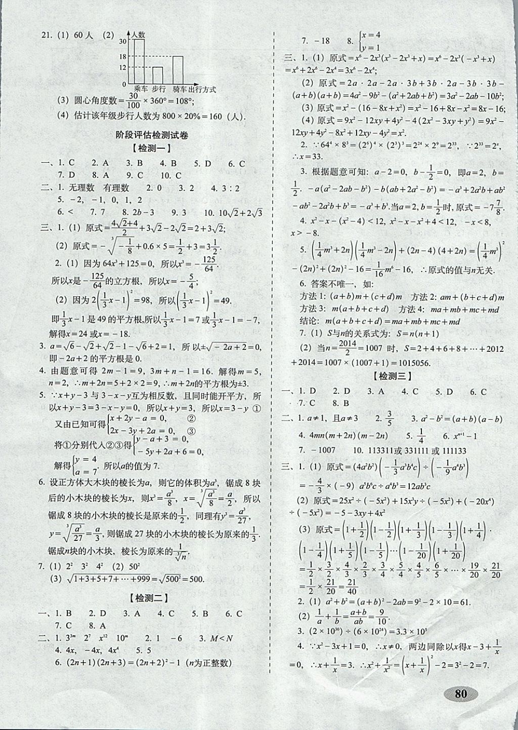 2017年聚能闖關期末復習沖刺卷八年級數學上冊華師大版 參考答案第4頁