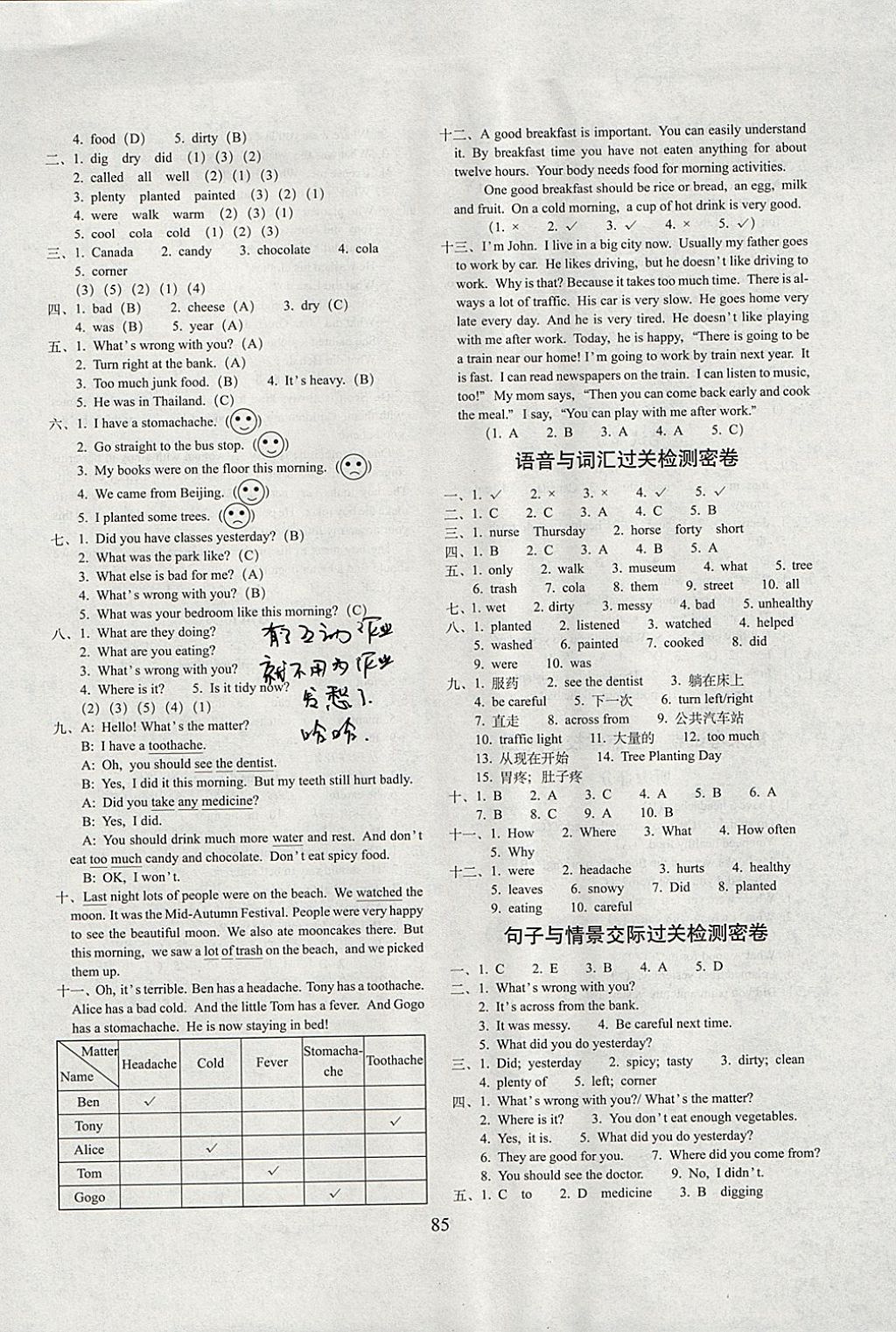 2017年期末沖刺100分完全試卷六年級(jí)英語(yǔ)上冊(cè)開(kāi)心版 參考答案第5頁(yè)