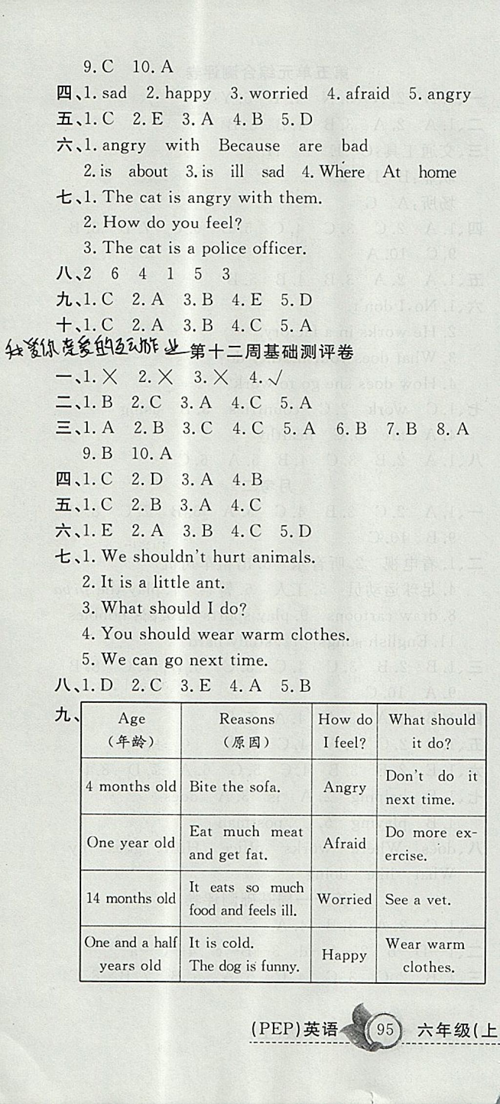 2017年一本好卷六年級(jí)英語(yǔ)上冊(cè)人教PEP版 參考答案第10頁(yè)