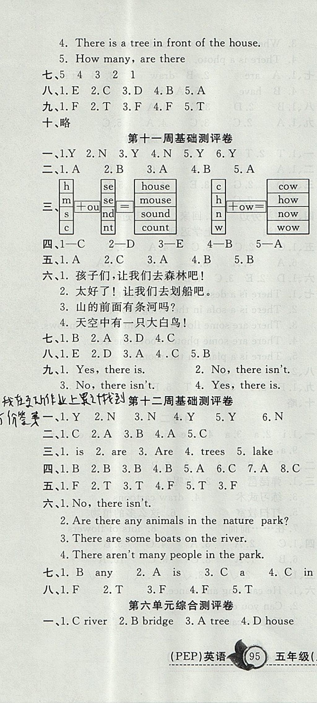 2017年一本好卷五年級(jí)英語(yǔ)上冊(cè)人教PEP版 參考答案第10頁(yè)