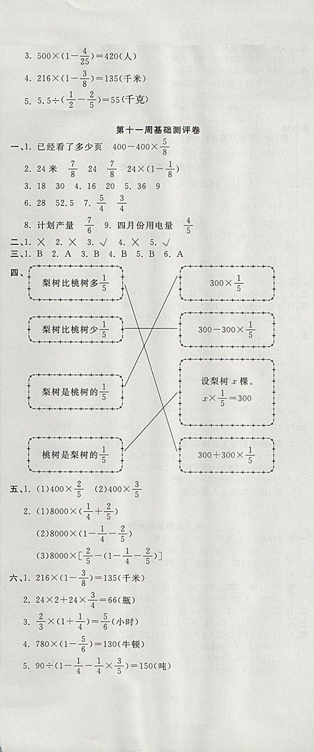 2017年一本好卷六年級(jí)數(shù)學(xué)上冊(cè)蘇教版 參考答案第8頁(yè)