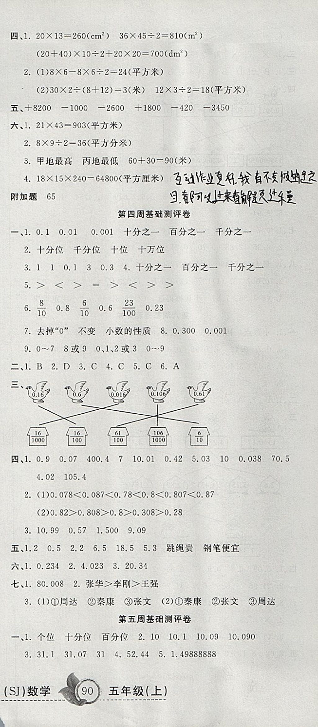 2017年一本好卷五年级数学上册苏教版 参考答案第3页