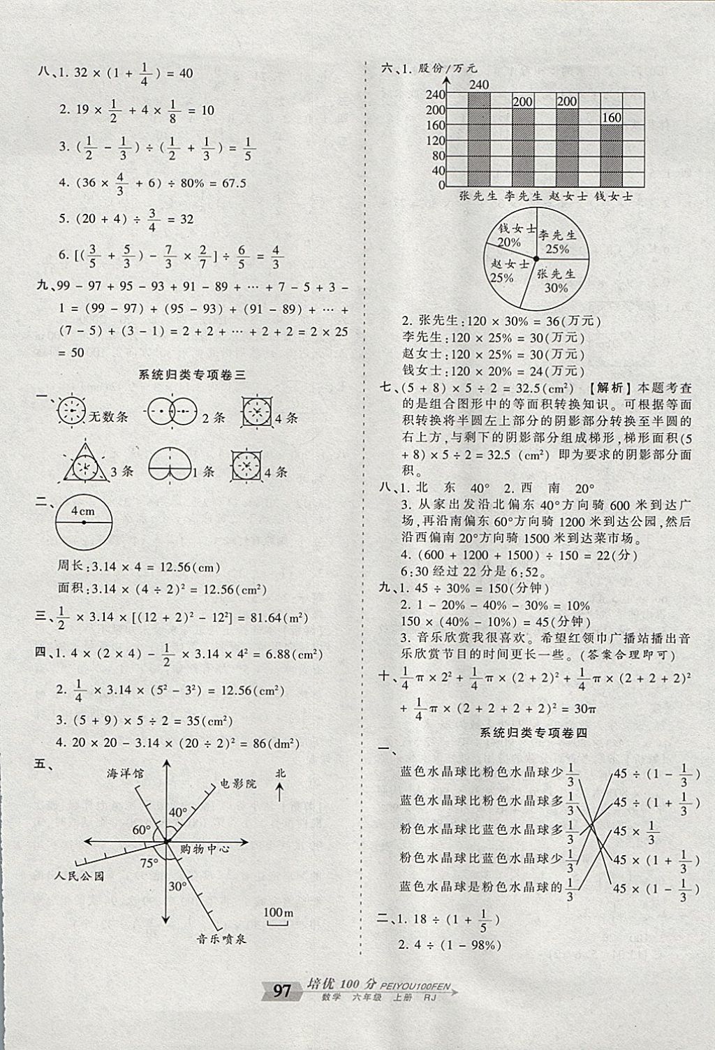 2017年王朝霞培优100分六年级数学上册人教版 参考答案第9页