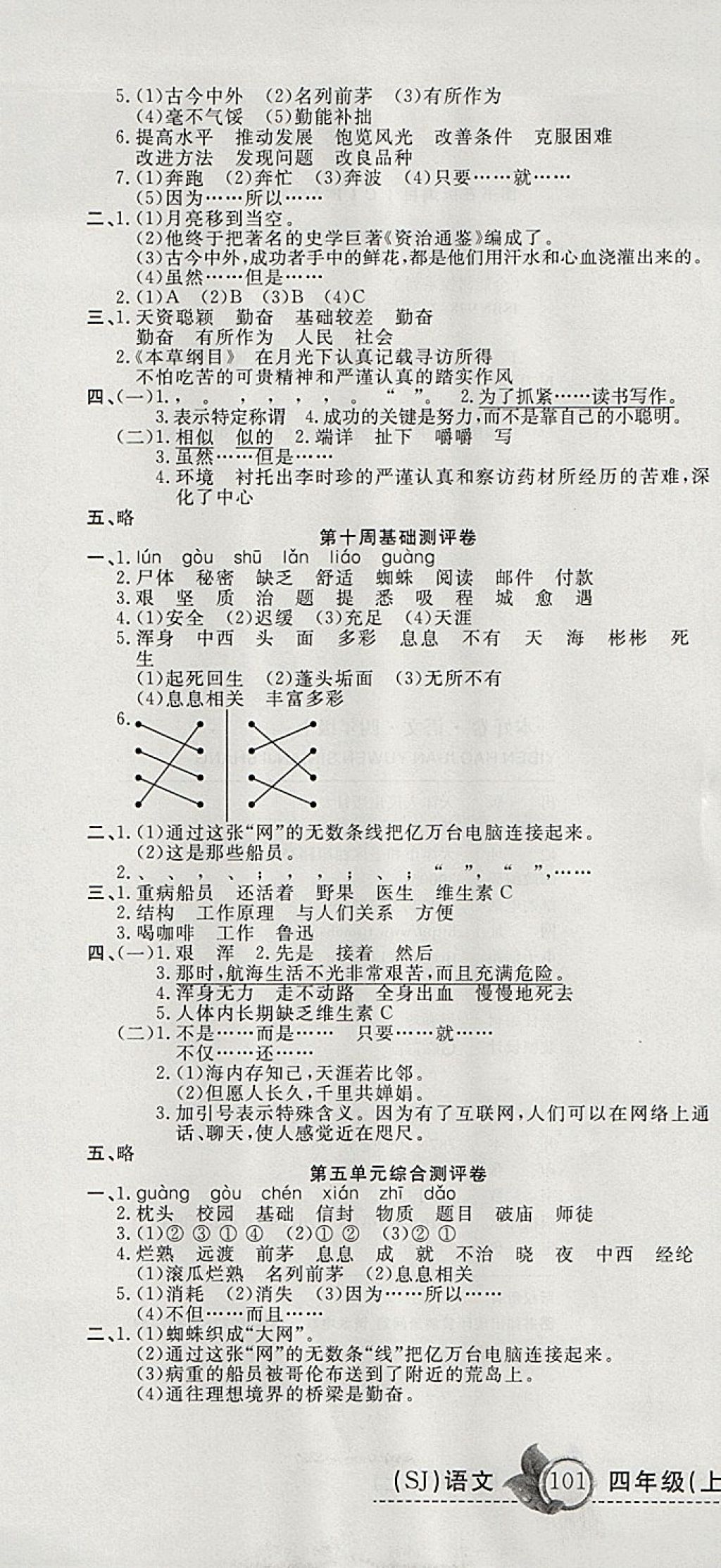 2017年一本好卷四年级语文上册苏教版 参考答案第7页