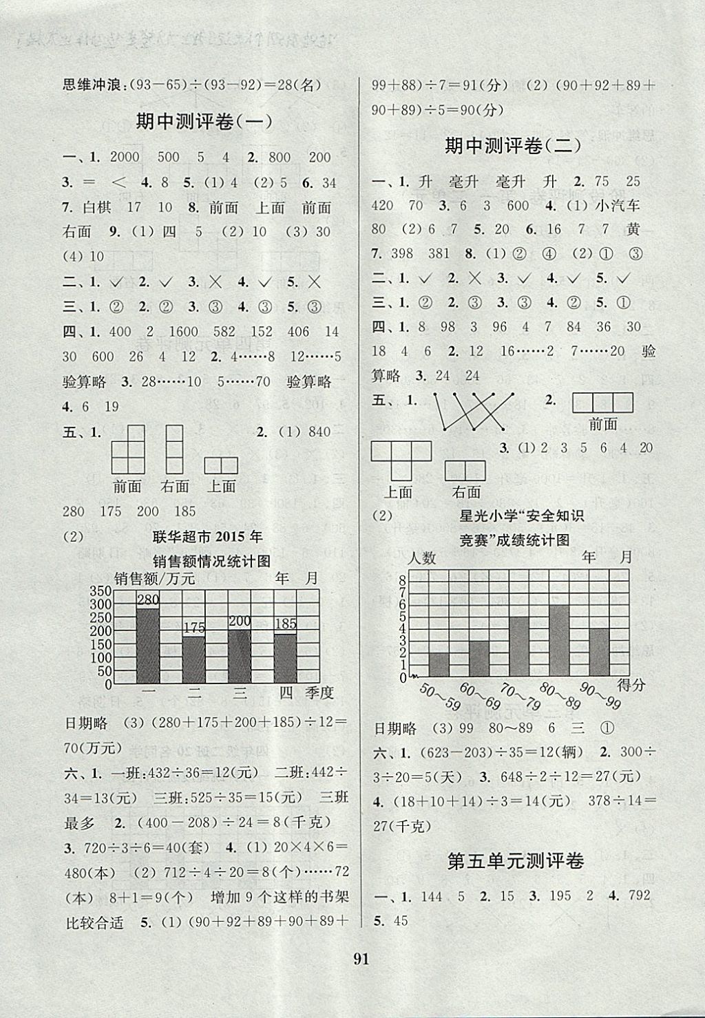 2017年通城學(xué)典小學(xué)全程測評卷四年級數(shù)學(xué)上冊蘇教版江蘇專用 參考答案第3頁