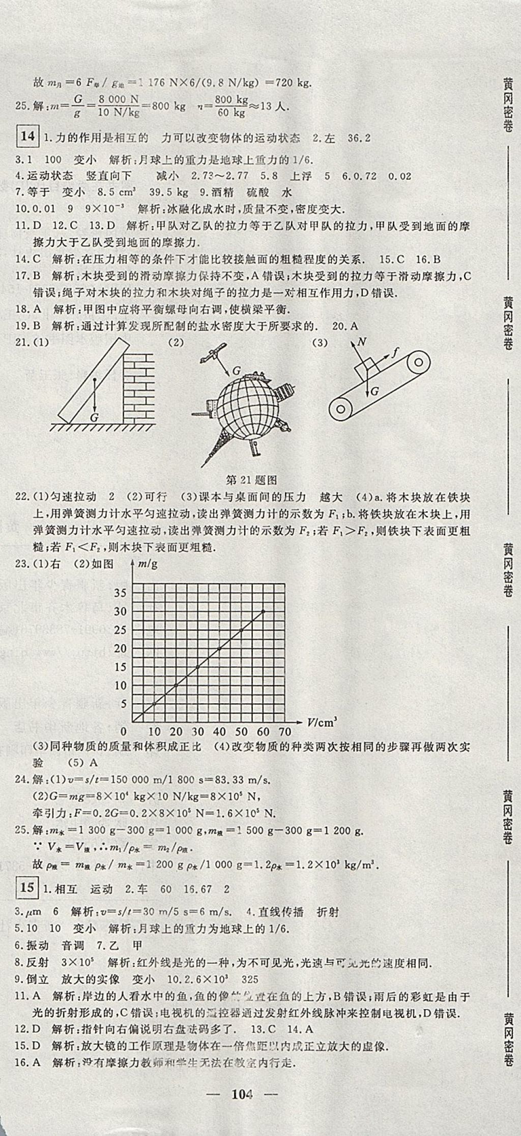 2017年王后雄黃岡密卷八年級(jí)物理上冊(cè)滬科版 參考答案第8頁(yè)