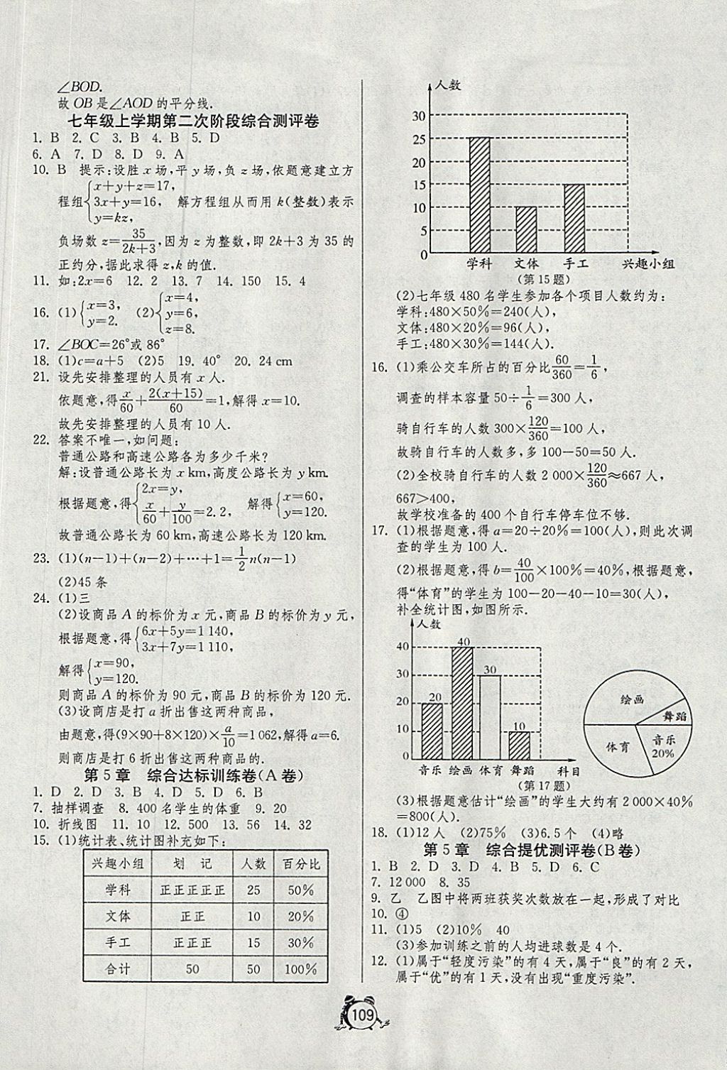 2017年單元雙測全程提優(yōu)測評卷七年級數(shù)學(xué)上冊滬科版 參考答案第5頁