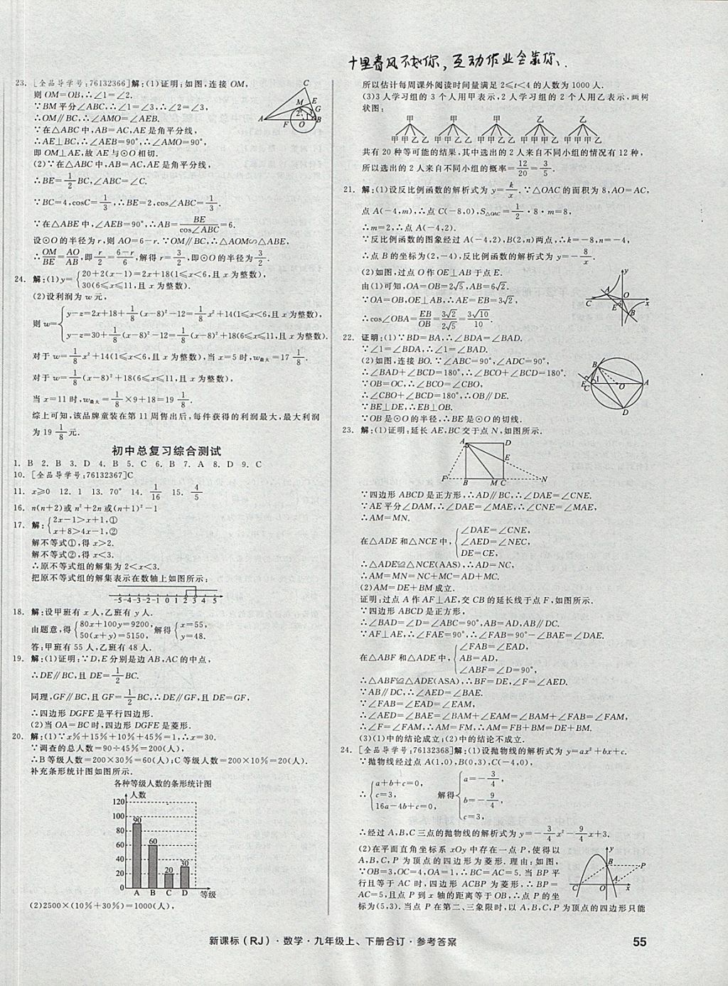 2017年全品小復習九年級數(shù)學上下冊合訂人教版 參考答案第14頁