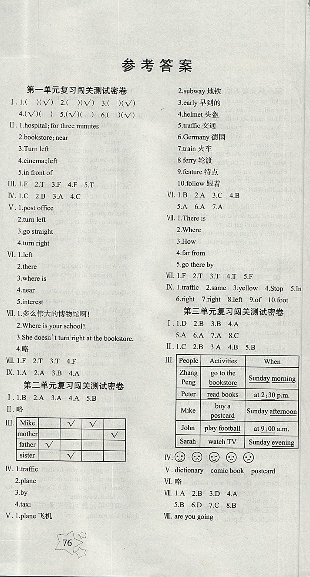 2017年課堂達(dá)優(yōu)期末沖刺100分六年級英語上冊人教版 參考答案第4頁