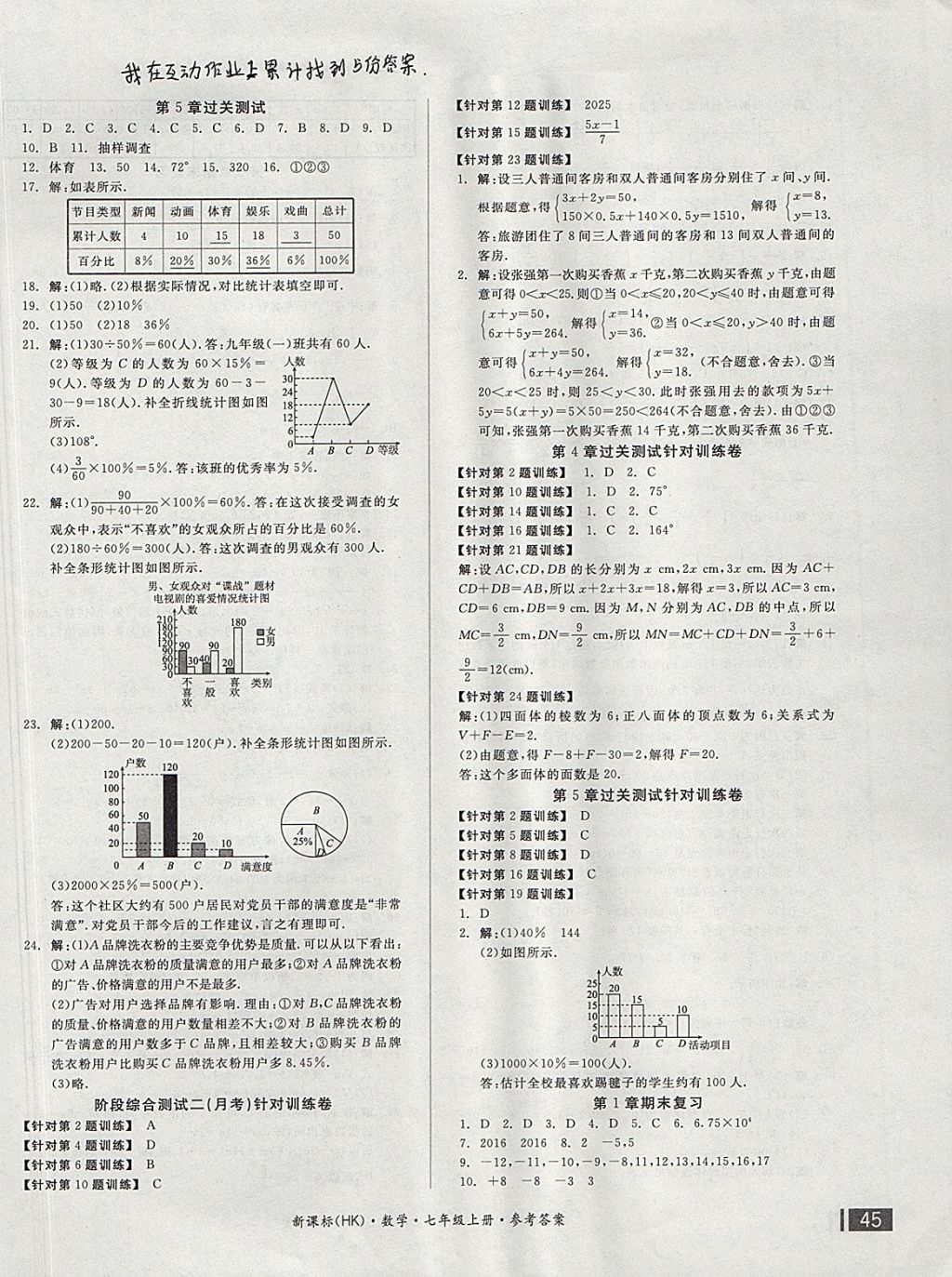 2017年全品小復習七年級數(shù)學上冊滬科版 參考答案第6頁