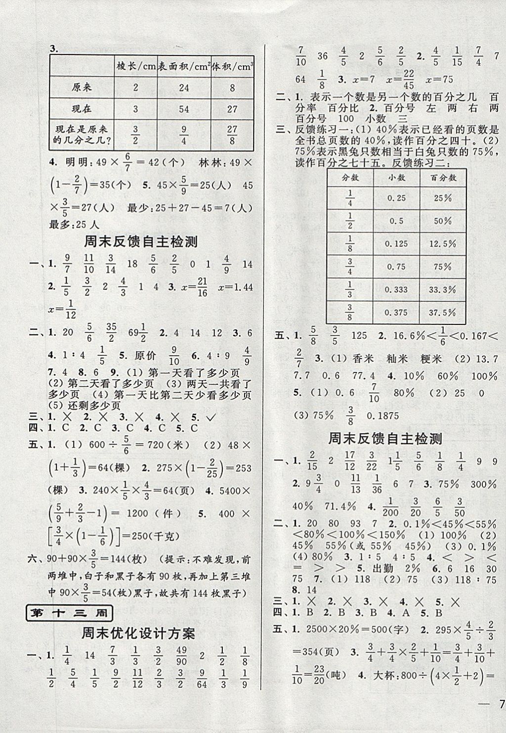 2017年亮點給力周末優(yōu)化設(shè)計大試卷六年級數(shù)學上冊江蘇版 參考答案第9頁