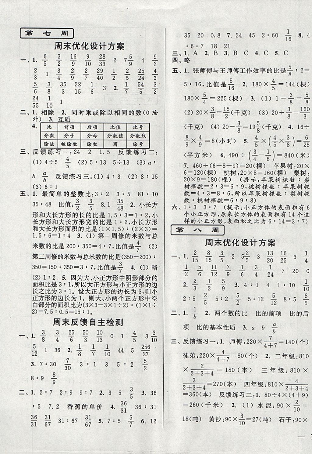 2017年亮點給力周末優(yōu)化設計大試卷六年級數(shù)學上冊江蘇版 參考答案第5頁