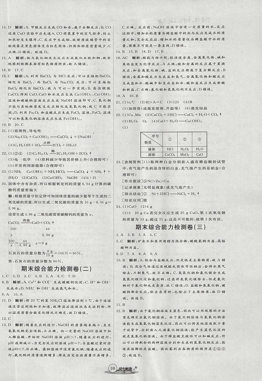 2017年優(yōu)加密卷九年級化學全一冊魯教版五四制O版 參考答案第10頁