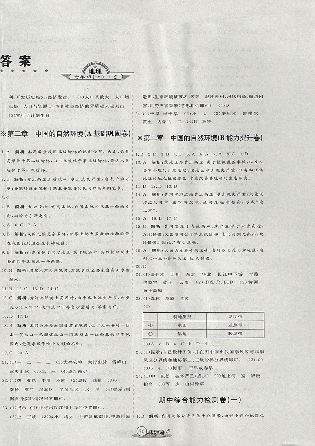 2017年優(yōu)加密卷七年級地理上冊魯教版五四制O版 參考答案第2頁